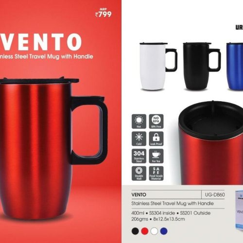 Stainless Steel Travel Mug With Handle - VENTO