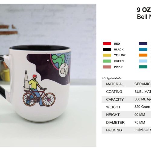 3 Tone Bell Mug 9 oz