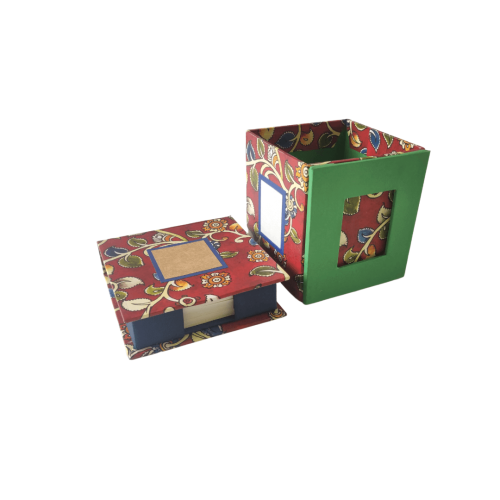 Pen Stand And Memo Box Gift Set - Kalamkari