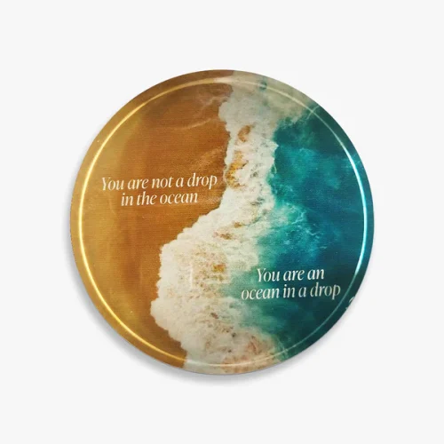 Zen Round Glass Block: Ocean (Paper Weight)