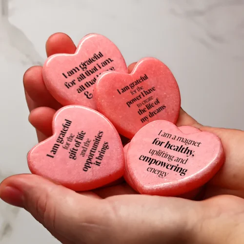 Affirmation Heart Marble Stone: Best Version (Pack of 5)