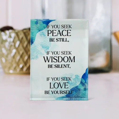 Motivational Glass Block: Seek Peace
