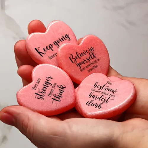 Inspirational Heart Marble Stone: Believe in Yourself (Set of 5)