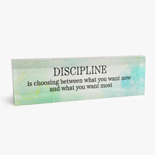 Motivational Panoramic Glass Block: Discipline