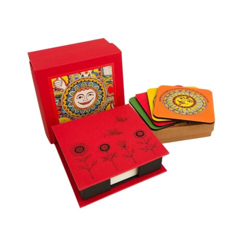 Memo Box & Coaster Gift Box - Madhubani