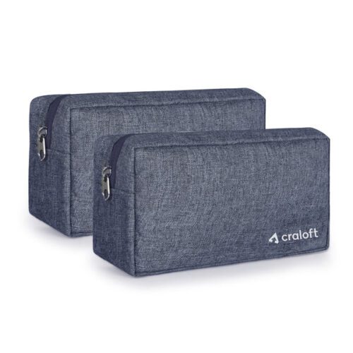 CableMate Polyester Gadget Charger Pouch Pack of 2 (Grey)